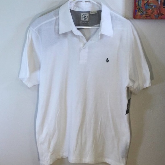 NWT Volcom Men's White Polo shirt | Small | - Picture 3 of 8
